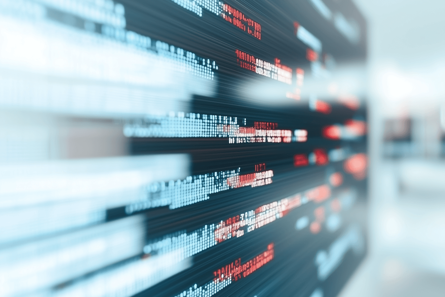 Close up of code on a dark monitor